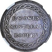 Canada 1/2 Penny (Lower Canada Token) R W OWEN MONTREAL ROPERY coin reverse Canada 1/2 Penny (Lower Canada Token) R W OWEN MONTREAL ROPERY coin reverse