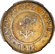 Canada Halfpenny Nova Scotia Token 1816  HALFPENNY TOKEN 1816 coin obverse Canada Halfpenny Nova Scotia Token 1816  HALFPENNY TOKEN 1816 coin obverse