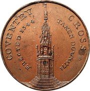 UK 1/2 Penny Warwickshire Coventry Cross 1797  COVENTRY CROSS ERECTED 1544 TAKEN DOWN 1771 coin obverse UK 1/2 Penny Warwickshire Coventry Cross 1797  COVENTRY CROSS ERECTED 1544 TAKEN DOWN 1771 coin obverse