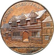 UK 1/2 Penny (Warwickshire Coventry Ford's Hospital) FORD’S HOSPITAL FOUNDED 1529 coin obverse UK 1/2 Penny (Warwickshire Coventry Ford's Hospital) FORD’S HOSPITAL FOUNDED 1529 coin obverse