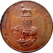 UK 1/2 Penny (Warwickshire Coventry Kempson’s) THE ARMS OF COVENTRY P KEMPSON FECIT. 17 97 coin reverse