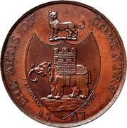 UK 1/2 Penny (Warwickshire Coventry White Friars) THE ARMS OF COVENTRY P KEMPSON FECIT 17 97 coin reverse UK 1/2 Penny (Warwickshire Coventry White Friars) THE ARMS OF COVENTRY P KEMPSON FECIT 17 97 coin reverse