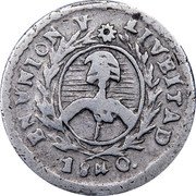 Argentina 1/2 Real Radiant Sunface Cordoba 1840 PNP LIVEITAD KM# 3 EN UNION Y LIBERTAD 1840 coin reverse Argentina 1/2 Real Radiant Sunface Cordoba 1840 PNP LIVEITAD KM# 3 EN UNION Y LIBERTAD 1840 coin reverse