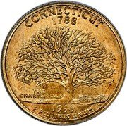 USA 1/4 Dollar Washington Quarter Connecticut Pattern 1999 P CONNECTICUT 1788 THE CHARTER OAK 1999 TJF E PLURIBUS UNUM coin reverse USA 1/4 Dollar Washington Quarter Connecticut Pattern 1999 P CONNECTICUT 1788 THE CHARTER OAK 1999 TJF E PLURIBUS UNUM coin reverse