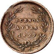 Argentina 1/4 Real Wreath Buenos Aires 1827 KM# 2 BUENOS AYRES 1827 coin obverse
