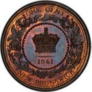 Canada One Cent Victoria Pattern 1861  Proof ONE CENT 1861 NEW BRUNSWICK coin reverse Canada One Cent Victoria Pattern 1861  Proof ONE CENT 1861 NEW BRUNSWICK coin reverse
