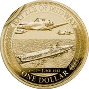 Tuvalu One Dollar Battle of Midway Commemoration 2017 Proof ONE DOLLAR BATTLE OF MIDWAY 4TH 7TH JUNE 1942 coin reverse