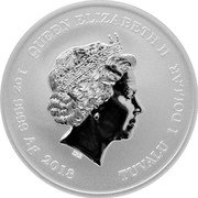 Tuvalu 1 Dollar Black Panther Marvel 2018 BU KM# 396 QUEEN ELIZABETH II IRB 1 OZ 9999 AG 2018 TUVALU 1 DOLLAR coin obverse Tuvalu 1 Dollar Black Panther Marvel 2018 BU KM# 396 QUEEN ELIZABETH II IRB 1 OZ 9999 AG 2018 TUVALU 1 DOLLAR coin obverse