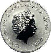 Tuvalu 1 Dollar Captain America 2019  BU QUEEN ELIZABETH II IRB 1 OZ 9999 AG 2019 TUVALU 1 DOLLAR coin obverse Tuvalu 1 Dollar Captain America 2019  BU QUEEN ELIZABETH II IRB 1 OZ 9999 AG 2019 TUVALU 1 DOLLAR coin obverse
