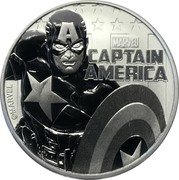 Tuvalu 1 Dollar Captain America 2019  BU ©MARVEL CAPTAIN AMERICA MARVEL coin reverse Tuvalu 1 Dollar Captain America 2019  BU ©MARVEL CAPTAIN AMERICA MARVEL coin reverse