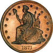 USA Dollar Commercial Pattern 1871  Pattern LIBERTY 1871 coin obverse USA Dollar Commercial Pattern 1871  Pattern LIBERTY 1871 coin obverse
