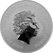 Tuvalu 1 Dollar Deadpool 2018 BU QUEEN ELIZABETH II IRB 1 OZ 9999 AG 2018 TUVALU 1 DOLLAR coin obverse Tuvalu 1 Dollar Deadpool 2018 BU QUEEN ELIZABETH II IRB 1 OZ 9999 AG 2018 TUVALU 1 DOLLAR coin obverse