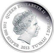 Tuvalu 1 Dollar (Frilled Neck Lizard) QUEEN ELIZABETH II IRB 1OZ 999 SILVER 2013 TUVALU 1 DOLLAR coin obverse Tuvalu 1 Dollar (Frilled Neck Lizard) QUEEN ELIZABETH II IRB 1OZ 999 SILVER 2013 TUVALU 1 DOLLAR coin obverse