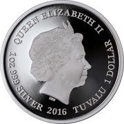 Tuvalu 1 Dollar (HMS Thunder Child) QUEEN ELIZABETH II IRB 1 OZ 999 SILVER 2016 TUVALU 1 DOLLAR coin obverse