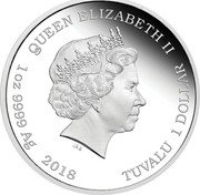 Tuvalu 1 Dollar Hot Wheels Anniversary 2018 P Proof KM# 393 QUEEN ELIZABETH II IRB 1 OZ 9999 AG 2018 TUVALU 1 DOLLAR coin obverse Tuvalu 1 Dollar Hot Wheels Anniversary 2018 P Proof KM# 393 QUEEN ELIZABETH II IRB 1 OZ 9999 AG 2018 TUVALU 1 DOLLAR coin obverse