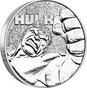 Tuvalu 1 Dollar Hulk 2019  BU ©MARVEL HULK MARVEL coin reverse Tuvalu 1 Dollar Hulk 2019  BU ©MARVEL HULK MARVEL coin reverse