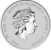 Tuvalu 1 Dollar John Wayne 2021 P QUEEN ELIZABETH II IRB 1 OZ 9999 AG 2021 TUVALU 1 DOLLAR coin obverse Tuvalu 1 Dollar John Wayne 2021 P QUEEN ELIZABETH II IRB 1 OZ 9999 AG 2021 TUVALU 1 DOLLAR coin obverse
