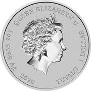 Tuvalu 1 Dollar (Krusty the Clown) QUEEN ELIZABETH II IRB 1 OZ 9999 AG 2020 TUVALU 1 DOLLAR coin obverse Tuvalu 1 Dollar (Krusty the Clown) QUEEN ELIZABETH II IRB 1 OZ 9999 AG 2020 TUVALU 1 DOLLAR coin obverse