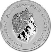 Tuvalu 1 Dollar Marvel Thor 2018 BU KM# 399 QUEEN ELIZABETH II IRB 1 OZ 9999 AG 2018 TUVALU 1 DOLLAR coin obverse Tuvalu 1 Dollar Marvel Thor 2018 BU KM# 399 QUEEN ELIZABETH II IRB 1 OZ 9999 AG 2018 TUVALU 1 DOLLAR coin obverse