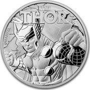 Tuvalu 1 Dollar Marvel Thor 2018 BU KM# 399 ©MARVEL MARVEL THOR coin reverse Tuvalu 1 Dollar Marvel Thor 2018 BU KM# 399 ©MARVEL MARVEL THOR coin reverse