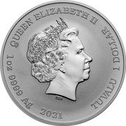 Tuvalu 1 Dollar Ottifant 2021  BU QUEEN ELIZABETH II IRB 1OZ 9999 AG 2021 TUVALU 1 DOLLAR coin obverse Tuvalu 1 Dollar Ottifant 2021  BU QUEEN ELIZABETH II IRB 1OZ 9999 AG 2021 TUVALU 1 DOLLAR coin obverse
