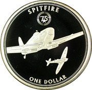 Tuvalu One Dollar Spitfire Anniversary 2017  Proof SPITFIRE 75 ONE DOLLAR coin reverse Tuvalu One Dollar Spitfire Anniversary 2017  Proof SPITFIRE 75 ONE DOLLAR coin reverse