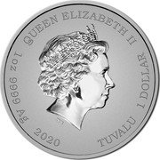 Tuvalu 1 Dollar (The Duke) QUEEN ELIZABETH II IRB 1 OZ 9999 AG 2020 TUVALU 1 DOLLAR coin obverse Tuvalu 1 Dollar (The Duke) QUEEN ELIZABETH II IRB 1 OZ 9999 AG 2020 TUVALU 1 DOLLAR coin obverse
