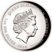 Tuvalu 1 Dollar USS Enterprise NCC 1701 Star Trek 2016 P Proof QUEEN ELIZABETH II IRB 1 OZ 999 AG 2016 TUVALU 1 DOLLAR coin obverse