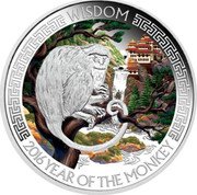 Tuvalu 1 Dollar (Wisdom the Year of the Monkey) WISDOM P 2016 YEAR OF THE MONKEY coin reverse