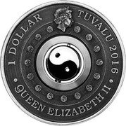 Tuvalu 1 Dollar Yin Yang Rotating Charm 2016  1 DOLLAR TUVALU 2016 QUEEN ELIZABETH II coin obverse