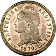 Argentina 1 Patacon (Essai Denomination) KM# E6 REPUBLICA ARGENTINA ESSAI. 1879. C.WURDEN LIBERTAD coin obverse Argentina 1 Patacon (Essai Denomination) KM# E6 REPUBLICA ARGENTINA ESSAI. 1879. C.WURDEN LIBERTAD coin obverse