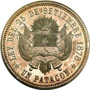 Argentina 1 Patacon (Essai Denomination) KM# E6 LEY DEL 25 DE SETIEMBRE 1878. UN PATACON. coin reverse Argentina 1 Patacon (Essai Denomination) KM# E6 LEY DEL 25 DE SETIEMBRE 1878. UN PATACON. coin reverse