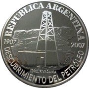 Argentina 1 Peso Anniversary of the Discovery of Oil in Argentina 2007  Proof KM# A145 REPÚBLICA ARGENTINA 1907 2007 CDRO. RIVADAVIA DESCUBRIMIENTO DEL PETRÓLEO coin obverse Argentina 1 Peso Anniversary of the Discovery of Oil in Argentina 2007  Proof KM# A145 REPÚBLICA ARGENTINA 1907 2007 CDRO. RIVADAVIA DESCUBRIMIENTO DEL PETRÓLEO coin obverse