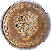 Canada 1 Sou (Montreal Token) AGRICULTURE COMMERCE BAS CANADA coin obverse Canada 1 Sou (Montreal Token) AGRICULTURE COMMERCE BAS CANADA coin obverse