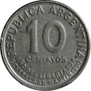 Argentina 10 Centavos Jose de San Martin 1950 KM# 44 REPUBLICA ARGENTINA 10 CENTAVOS AÑO DEL LIBERTADOR GENERAL SAN MARTIN 1950 coin obverse Argentina 10 Centavos Jose de San Martin 1950 KM# 44 REPUBLICA ARGENTINA 10 CENTAVOS AÑO DEL LIBERTADOR GENERAL SAN MARTIN 1950 coin obverse