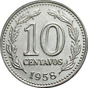 Argentina 10 Centavos Capped Liberty Head 1958 KM# 54 10 CENTAVOS 1958 coin reverse Argentina 10 Centavos Capped Liberty Head 1958 KM# 54 10 CENTAVOS 1958 coin reverse