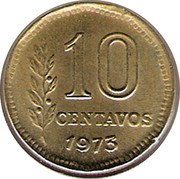 Argentina 10 Centavos Capped Liberty 1973 KM# 66 10 CENTAVOS 1970 coin reverse Argentina 10 Centavos Capped Liberty 1973 KM# 66 10 CENTAVOS 1970 coin reverse