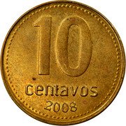 Argentina 10 Centavos Coat of Arms 2008 KM# 107a 10 CENTAVOS 2011 coin reverse Argentina 10 Centavos Coat of Arms 2008 KM# 107a 10 CENTAVOS 2011 coin reverse