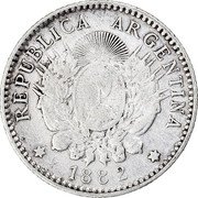 Argentina 10 Centavos Capped Liberty 1882 KM# 26 REPÚBLICA ARGENTINA 1883 coin obverse