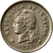 Argentina 10 Centavos Capped Liberty 1927 KM# 35 REPUBLICA ARGENTINA 1908 coin obverse Argentina 10 Centavos Capped Liberty 1927 KM# 35 REPUBLICA ARGENTINA 1908 coin obverse
