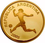 Argentina 10 Pesos XVIII World Championship Football 2005 Proof KM# 151 REPÚBLICA ARGENTINA 2005 coin obverse Argentina 10 Pesos XVIII World Championship Football 2005 Proof KM# 151 REPÚBLICA ARGENTINA 2005 coin obverse