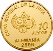 Argentina 10 Pesos XVIII World Championship Football 2005 Proof KM# 151 COPA MUNDIAL DE LA FIFA 10 PESOS ALEMANIA 2006 coin reverse Argentina 10 Pesos XVIII World Championship Football 2005 Proof KM# 151 COPA MUNDIAL DE LA FIFA 10 PESOS ALEMANIA 2006 coin reverse