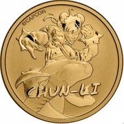 Tuvalu 100 Dollars Chun Li Street Fighter 2022 BU ©CAPCOM CHUN LI coin reverse Tuvalu 100 Dollars Chun Li Street Fighter 2022 BU ©CAPCOM CHUN LI coin reverse