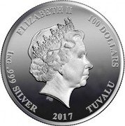 Tuvalu 100 Dollars Guardians of the Galaxy 2017  Proof ELIZABETH II 100 DOLLARS IRB 1KG 999 SILVER 2017 TUVALU coin obverse Tuvalu 100 Dollars Guardians of the Galaxy 2017  Proof ELIZABETH II 100 DOLLARS IRB 1KG 999 SILVER 2017 TUVALU coin obverse