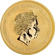 Tuvalu 100 Dollars (Iwo Jima) QUEEN ELIZABETH II IRB 1 OZ 9999 GOLD 2020 TUVALU 100 DOLLARS coin obverse