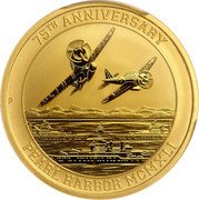 Tuvalu 100 Dollars (Pearl Harbor Anniversary) KM# 375 75TH ANNIVERSARY P PEARL HARBOR MCMXLI coin reverse Tuvalu 100 Dollars (Pearl Harbor Anniversary) KM# 375 75TH ANNIVERSARY P PEARL HARBOR MCMXLI coin reverse