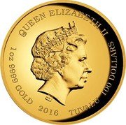 Tuvalu 100 Dollars USS Enterprise Star Trek 2016 P Proof QUEEN ELIZABETH II IRB 1 OZ 9999 GOLD 2016 TUVALU 100 DOLLARS coin obverse