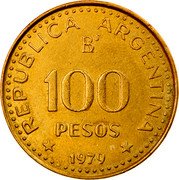 Argentina 100 Pesos Jose de San Martin 1979 KM# 85 REPUBLICA ARGENTINA 100 PESOS 1979 coin obverse Argentina 100 Pesos Jose de San Martin 1979 KM# 85 REPUBLICA ARGENTINA 100 PESOS 1979 coin obverse
