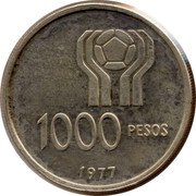 Argentina 1000 Pesos World Soccer Championship 1977 KM# 78 1000 PESOS 1978 coin reverse Argentina 1000 Pesos World Soccer Championship 1977 KM# 78 1000 PESOS 1978 coin reverse