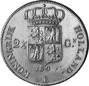 Netherlands 2 1/2 Gulden (Louis Napoleon Pattern) KONINGRIJK HOLLAND 21/2 G N. 180 . coin reverse Netherlands 2 1/2 Gulden (Louis Napoleon Pattern) KONINGRIJK HOLLAND 21/2 G N. 180 . coin reverse